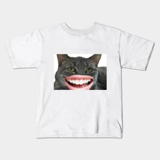 cat with mouth funny Kids T-Shirt